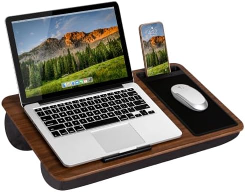 LAPGEAR Home Office Lap Desk – Dark Espresso Woodgrain, Fits 15.6” Laptops
