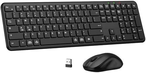 Wireless Keyboard and Mouse Combo, Full-Size Silent Ergonomic Keyboard and Mouse, Sleep Mode, Long Battery Life, 2.4G Lag-Free Cordless Mice Keyboard Set for Computer, Laptop, PC, Mac, Windows (Black)