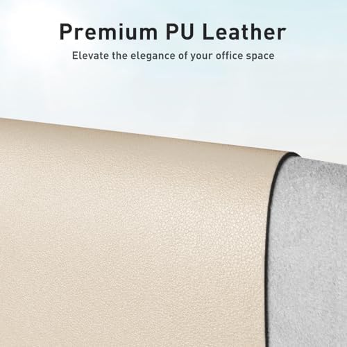 Aothia Faux Leather Desk Mat - Non-Slip PU Leather Desk Blotter, Waterproof Writing Surface, Large Desk Pad for Office & Home (Beige, 55" x 24")