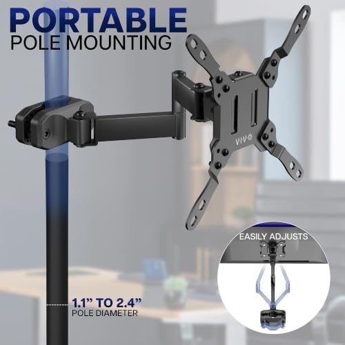 VIVO Black Pole Mount Monitor Arm for 23 to 43 in Screen, MOUNT-POLE43A