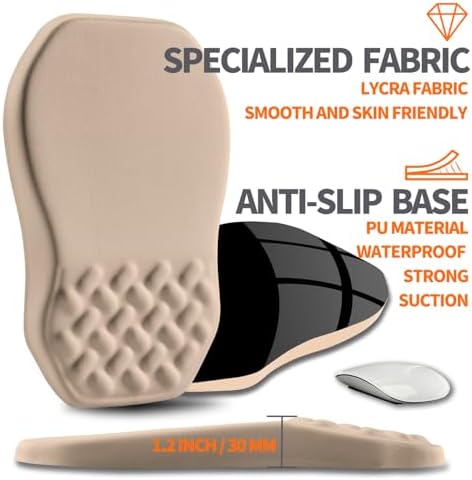 Ergonomic Slope Mouse Pad Wrist Support, Wrist Rest Mousepad for Carpal Tunnel Pain Relief with Massage Bulge and Slow Rebound Memory Foam (12x8 inch, Sand Color)