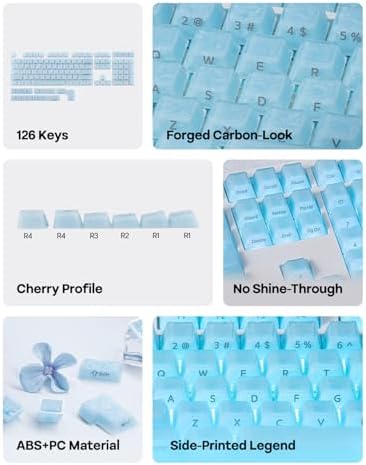 EPOMAKER Frost Jelly Keycaps Set, 126 Keys Forged Carbon Fiber Keycaps