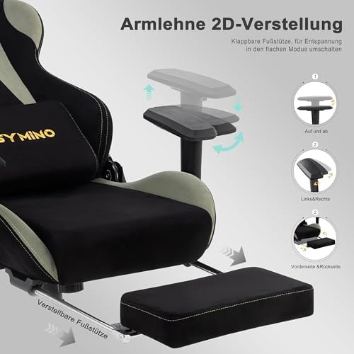Symino Ergonomic Gaming Chair with 155° Recline & Footrest