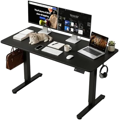 55 Inch Height Adjustable Standing Desk for Home Office, Black