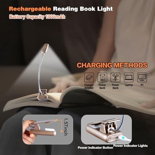 VAVOFO Rechargeable Reading Light, Clip on Book Light for Reading in Bed
