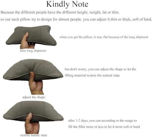 Car Neck Pillows Both Side Pu Leather 2pieces Pack Headrest Fit for Most Cars Filled Fiber Universal Car Pillow (Grey)