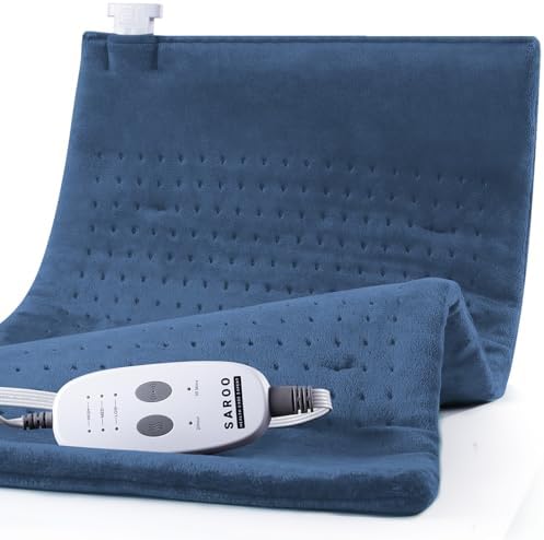 Massaging Weighted Heating Pad for Back Pain Relief,12"*24",Denim Blue