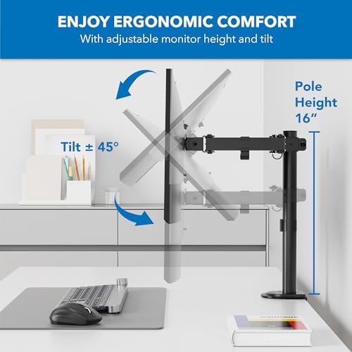 Mount-It Single Monitor Arm Desk Mount, Steel Full Motion, Black