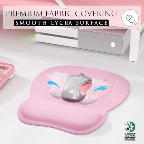 MROCO Ergonomic Mouse Pad with Gel Wrist Rest, 9.4 x 8.1 in, Pale Pink