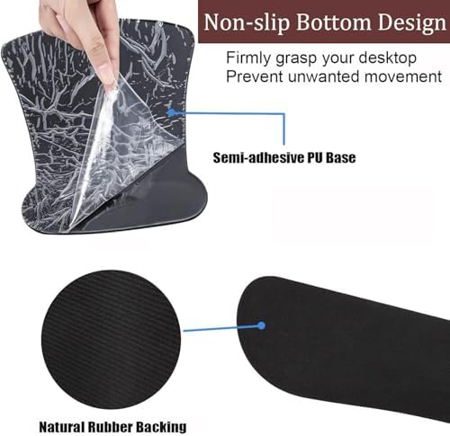 Keyboard Wrist Rest and Mouse Pad Wrist Support with Lace-Shaped Coaster Set, Ergonomic Gel Memory Foam and Anti-Slip Base, Easy Typing and Pain Relief - Black Cat