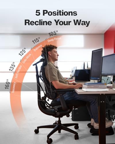 LiberNovo Omni SE Dynamic Ergonomic Office Chair, Manual Lumbar, 45cm