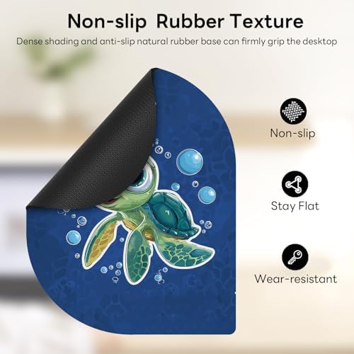 Contoured Oval Mouse Pad 6x8in Non-Slip for Laptop,Turtle