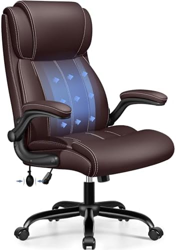 BESTFAIR Ergonomic Office Chair, Inflatable Lumbar Support High Back Coffee