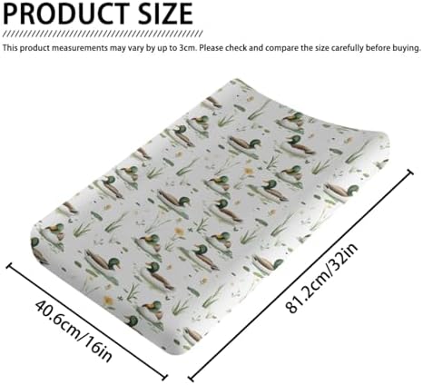Cute Mallard Ducks Flowers Floral Leaves Baby Changing Pad Cover, Unisex Mallard Duck Nursery Diaper Changing Table Pad Mat Sheet for Boys Girls-16x32