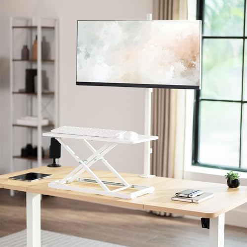 VIVO White 24 in Single Top Keyboard and Mouse Riser, DESK-V024AW