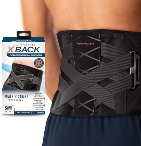 Copper Fit X-Back Brace for Lower Back Pain, Lumbar Support, Herniated Disc, Sciatica, Arthritis – Adjustable, Breathable Design - for Men and Women (Large/XLarge)