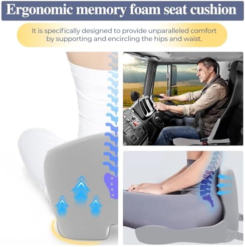 Car Seat Cushion with Lumbar Support Pillow, Seat Cushion for Driving