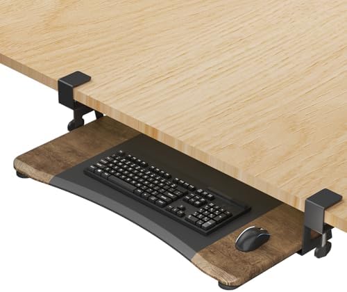 suptek Keyboard Tray Under Desk Pull Out with C Clamp Mount, Computer Keyboard & Mouse Tray, 25.6 (30 Including Clamps) x 11.8 inch Slide-Out Platform Computer Drawer for Typing, DSF1C