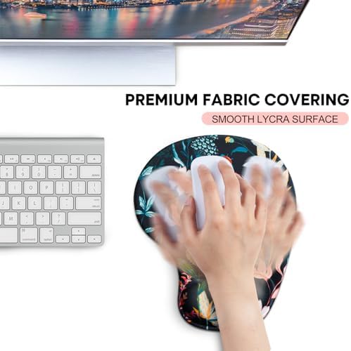 JIKIOU Ergonomic Mouse Pad with Gel Wrist Rest 2Pack, Portable Small Flower