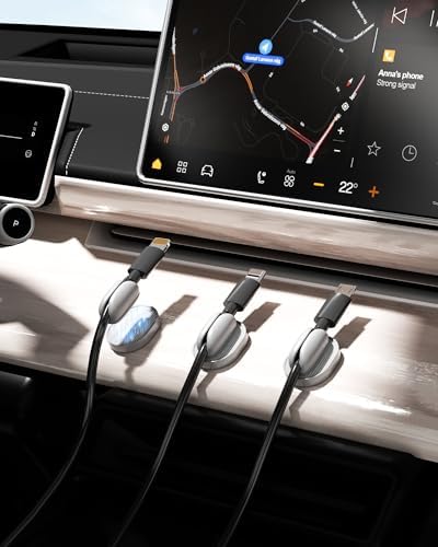 6 Pack Magnetic Cable Clips, Adjustable Cord Holder for Under Desk Cable Management, Adhesive Charger Wire Organizer Keeper for Home Office Desk Phone Car Wall Desktop Nightstand (Gray)