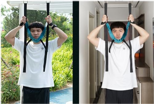Portable Cervical Traction Harness Neck Stretcher for Home-Adjustable Neck Traction Strap for Neck Fatigue Relief for Adults (Hook Design)