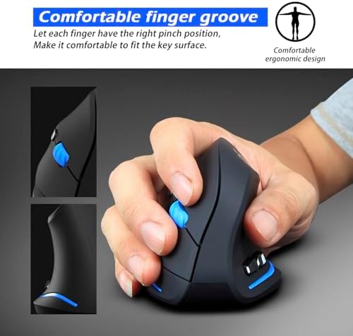 Ergonomic Wireless Mouse, Vertical F 35A Shape with Finger Groove Support for Office Work and Gaming Sessions