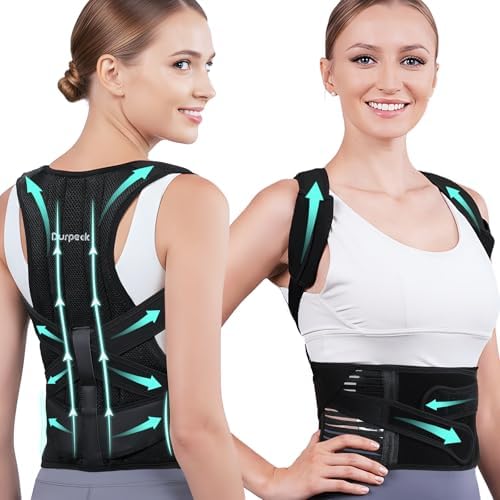 Posture Corrector for Women and Men, Full Back Brace Support with Adjustable Shoulder Straps, Shoulder and Back Straightener Posture Correction, Upper and Lower Back Pain Relief (Black, Small)