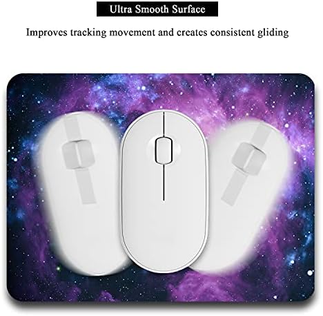 Atufseat Small Mouse Pad, Mini Mouse Pad 6" x 8", Thick Rubber Waterproof Mouse Mat, Cute Mousepad for Women Men Kids Wireless Mouse Mini Laptops Keyboard Tray Home Office Travel, Blue Purple Galaxy
