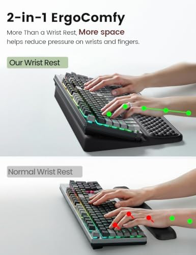 Vaydeer Extra-Large Keyboard Wrist Rest, Ergonomic Keyboard Stand with Wrist Rest, Ergonomic Keyboard Riser with Soft Memory Foam Cushion for Typing, Gaming, Home Office, Carpal Tunnel Pain Relief