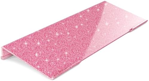 Ergonomic Computer Keyboard Stand - 17 Inch Glitter Pink Acrylic Keyboard Riser for Desk Tilted Keyboard Holder Tray with Non-Slip Strip for Home Office Easy Typing & Working