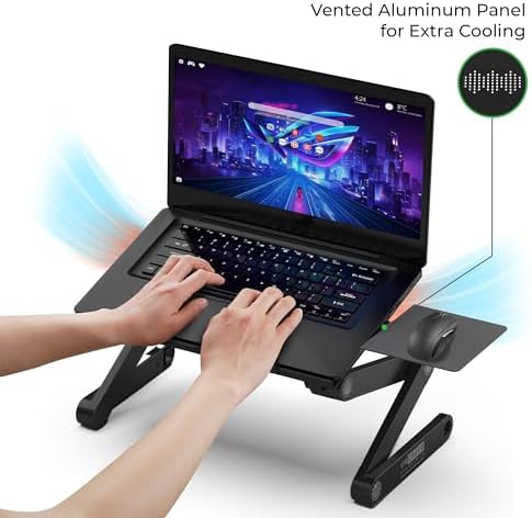 Uncaged Ergonomics WorkEZ Adjustable Laptop Stand for Desk, Laptop Stand Adjustable Height, Foldable Aluminum Cooling Computer Holder & Riser for Desk Bed, Gray, XL