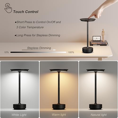 TBBGA 2 Pack Rechargeable Table Lamps Cordless, 5000mAh Outdoor Table Light