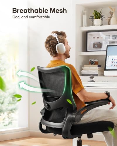 Marsail Drafting Chair, Tall Office Chair with 2D Lumbar Support, Standing Desk Chair with Padded Flip-Up Armrests & Adjustable Footrest Ring, Black,Pack of 3