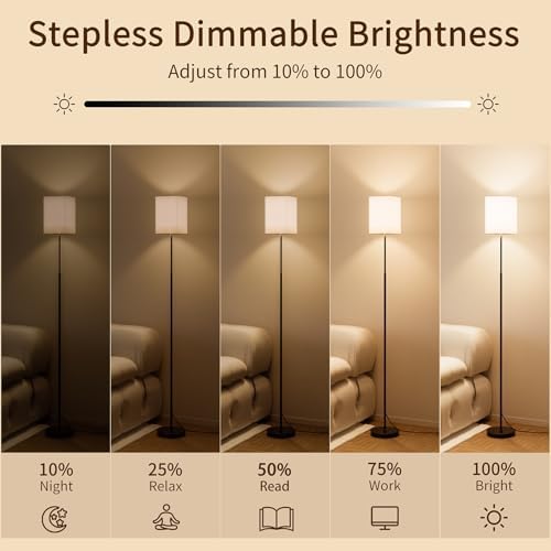 SIBRILLE 63.8" Square Floor Lamp with White Fabric Shade