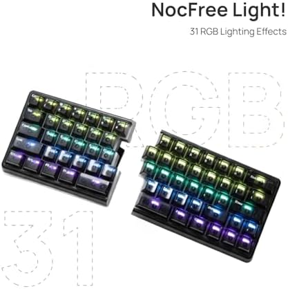 Lite Wireless Split Keyboard Mechanical - Silent Switches, RGB, Foam, Hot Swappable, Compact 60% Layout, PBT Keycaps Programmable for Mac & Windows Black