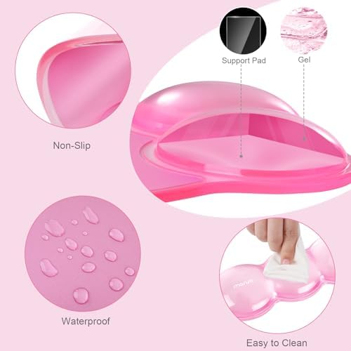 MOSISO Ergonomic Transparent Cooling Gel Wrist Rest&Mouse Pad Set, Pink