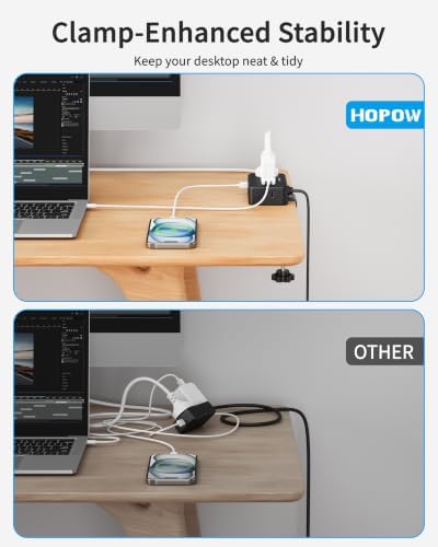 Desk Clamp Power Strip with 4Outlets & 4USB, 6FT Extension Cord for Home