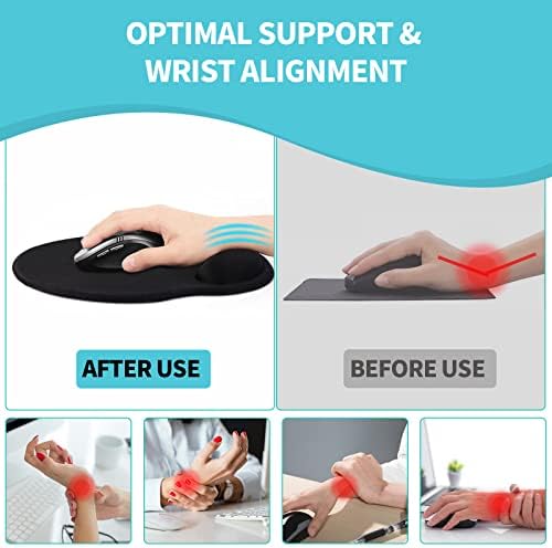 eulps Mouse Pad with Wrist Rest, Comfortable Computer Mousepad with Gel Wrist Support Smooth Surface and Non-Slip PU Base for Pain Relief, Laptop, Office & Home (Blue Marble)