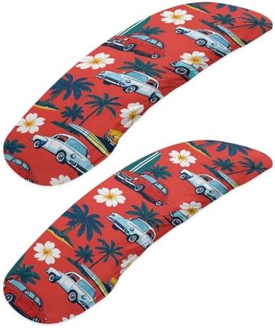 Coconut Tree Print Office Arm Chair Covers, 2 Pieces Elastic Gaming Chair Arm Rest Covers Flower Car Print Computer Chair Arm Protectors, Soft Comfy Arm Rest Covers for Office Chair