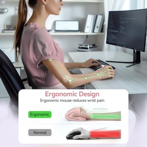 TECKNET Wireless Ergonomic Mouse, Rechargeable Wireless Vertical Mouse