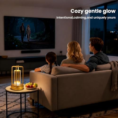 Cordless Outdoor Table Lamp, Rechargeable LED Patio Lamp, Dimmable, Gold