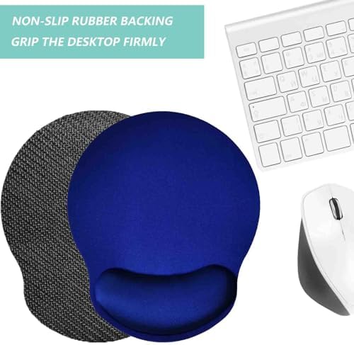 Mouse Pad with Wrist Support, Ergonomic Mouse Pad with Memory Foam Wrist Rest Cushion, Non-Slip Rubber Base Gaming Mice Pad for Home Office Computer Laptop, Blue
