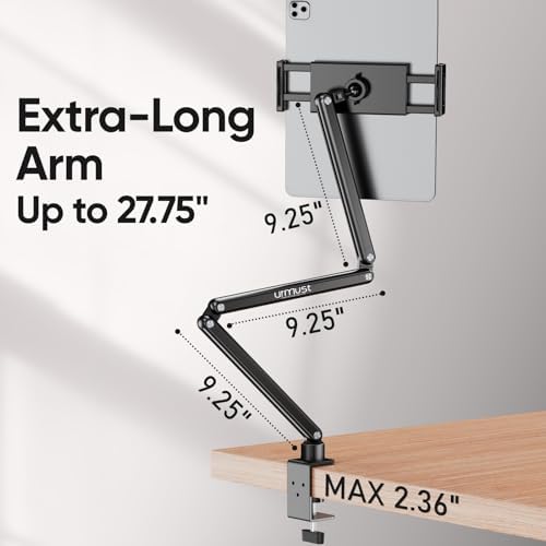 Urmust Tablet Stand for Desk, Adjustable iPad Holder for Bed, 4.7"-15.6"