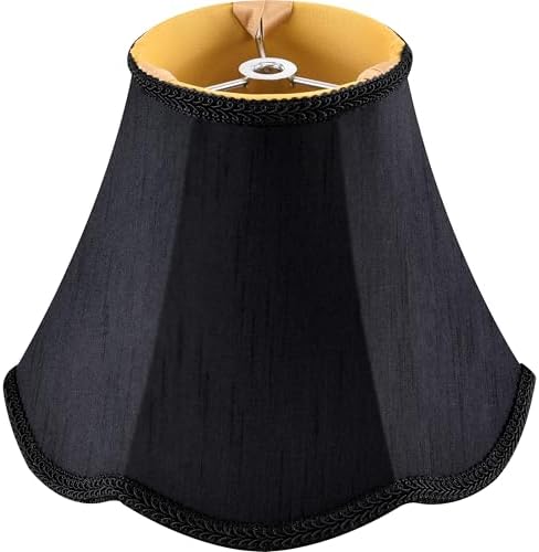 GO&SO Mini Small Scalloped Black Lamp Shades Set of 2,4"×8"×6.4" Bell Shade
