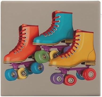 Retro Colorful Roller Skates Seat Cushions Cozy Square Chair Cushion Soft Memory Foam Chair Pads Detachable Non-Slip Floor Cushions Sofa Seat Pads for Kitchen Dining Car Office Home
