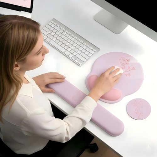 Mouse Pad with Keyboard Wrist Rest,Ergonomic Mousepad Support Set