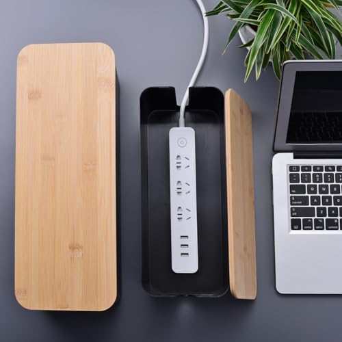 Naeety 2Pack Cable Management Box,Wooden Style Cord Organizer Cord Hide Box