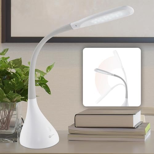 OttLite Creative Curves LED Desk Lamp with USB Port, White/Grey