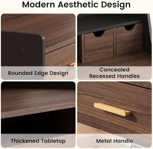 ModernMate 55" Electric Standing Desk with 5 Drawers and Monitor Riser