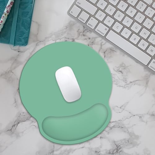 Mouse Pad with Wrist Rest Support, Ergonomic Gaming Mouse Pad with Non-Slip PU Base for Computer Laptop, Office and Home, Easy Typing & Pain Relief, Green